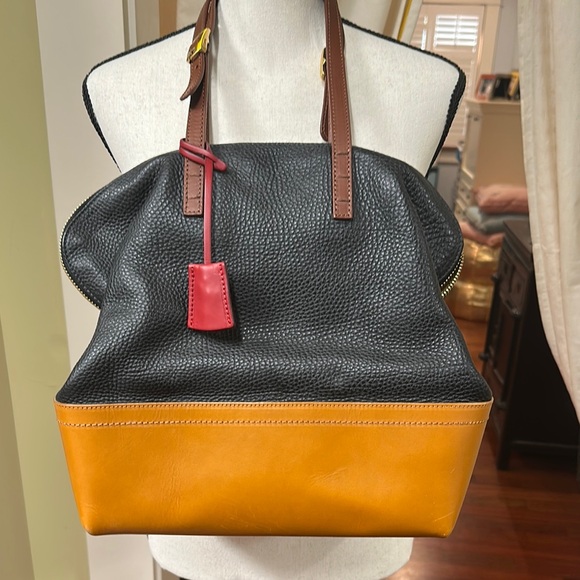 Fendi Handbags - Fendi 2bag Black, Mustard and Brown Leather Shoulder Bag with Red Accent